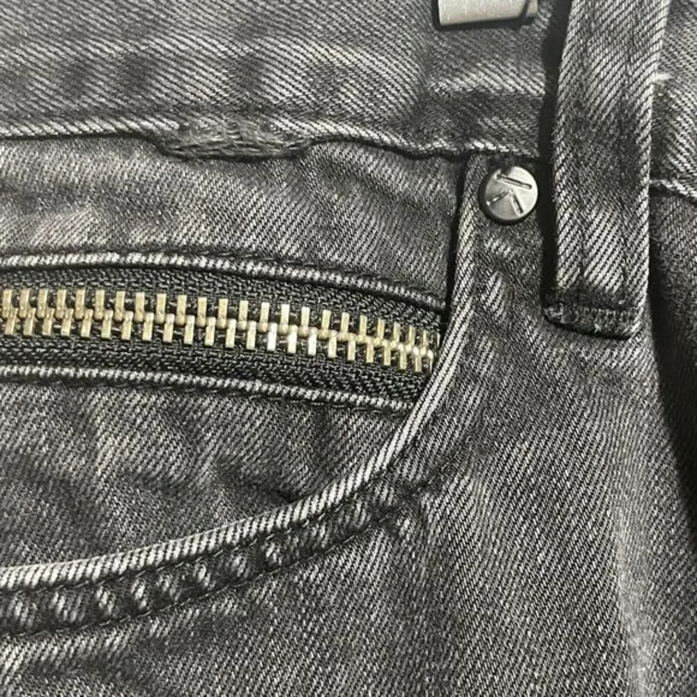 Kite Jeans Men's‎ 34 Button Fly Black Zipper Leg Denim Grunge Distressed